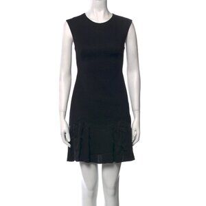NWT - Rebecca Taylor Terri Black Round-Neck Sleeveless Sheath Flounce Hem Dress